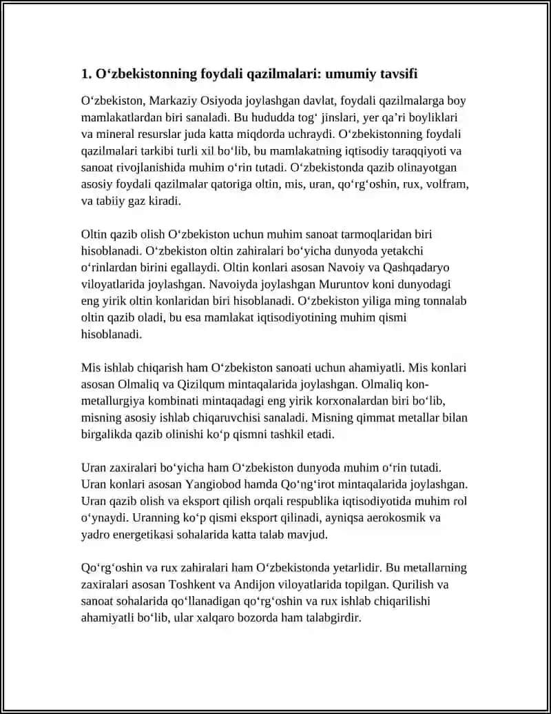 O'ZBEKISTONNING FOYDALI QAZILMALARI 3