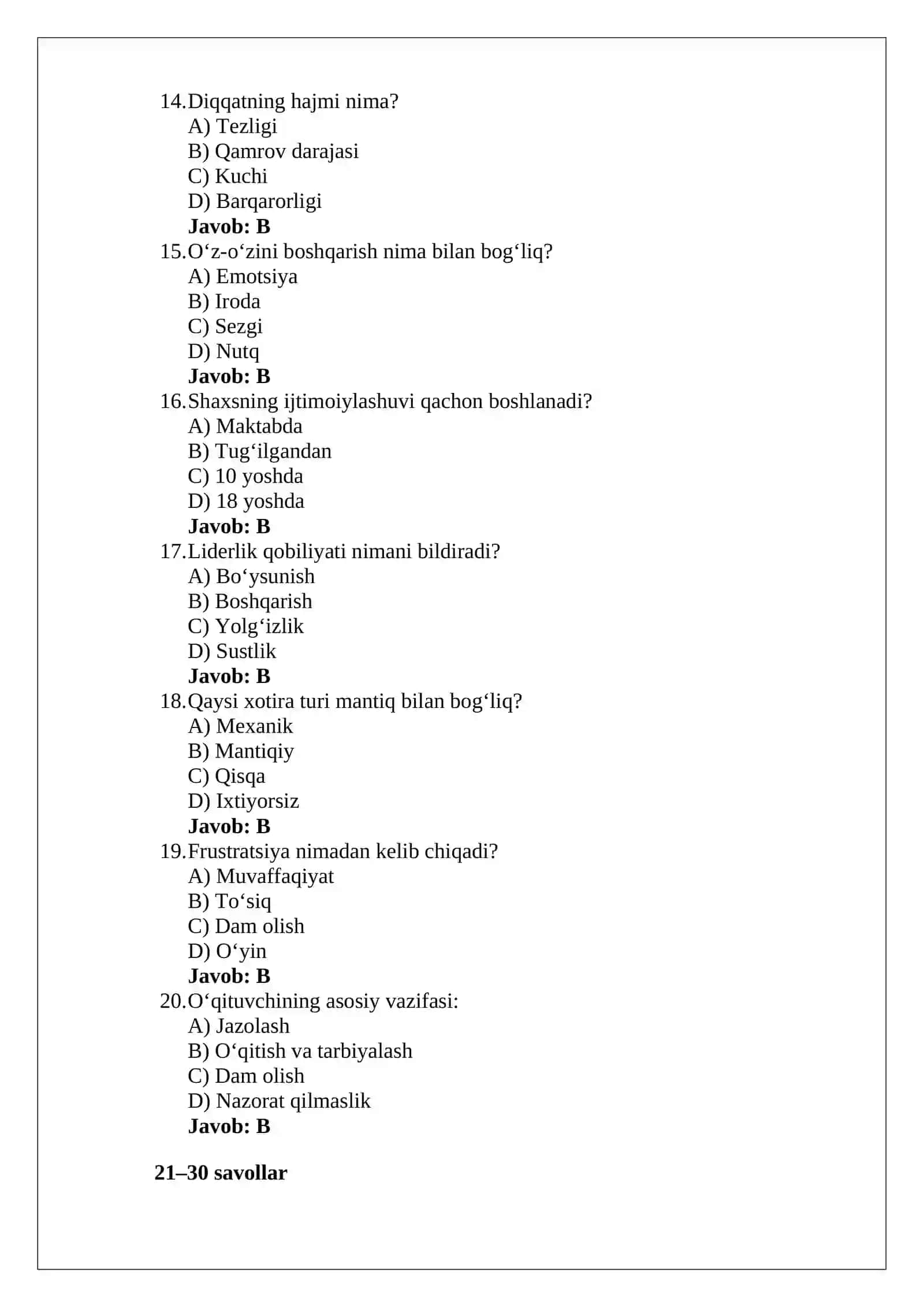 ARGOS uslubida 50 ta yangi (2026 formatga yaqin) test 3