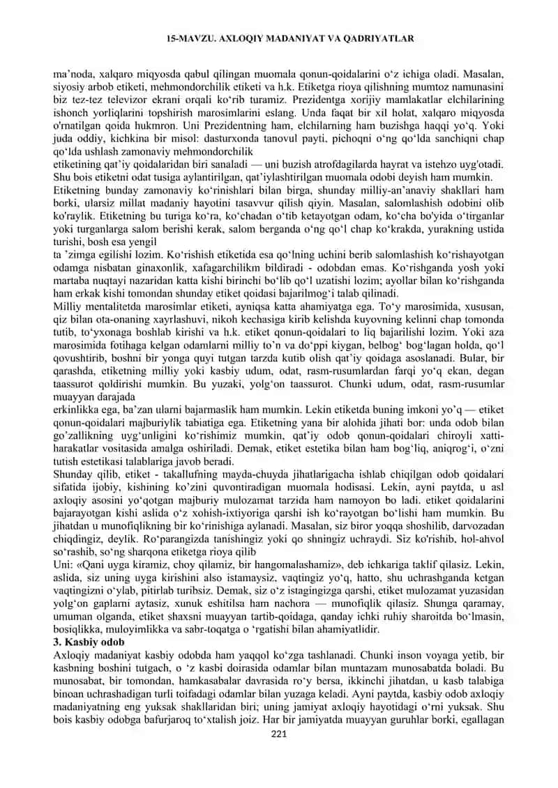 Axloqiy Madaniyat va Qadriyatlar 3