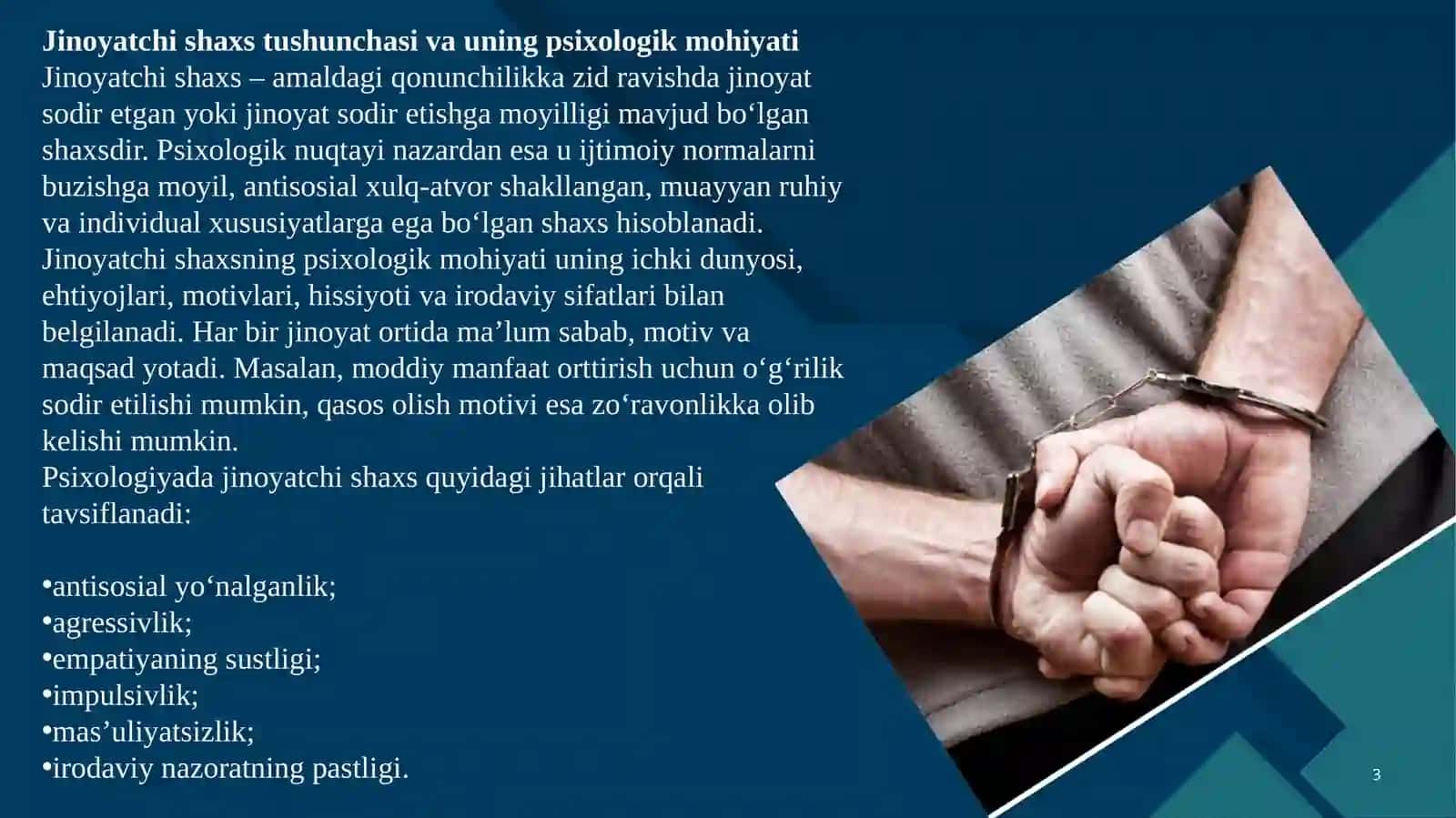 Jinoyatchi shaxsning psixologik tahlil qilish 3