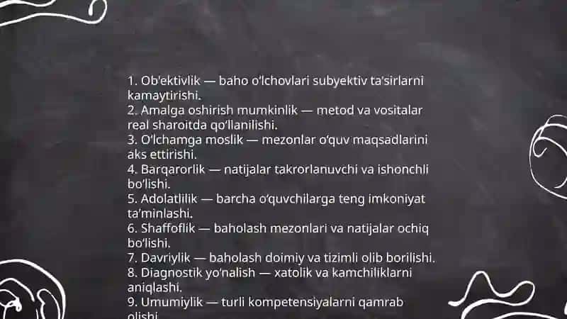 Oʻquvchilarni baholash mezonlari 3
