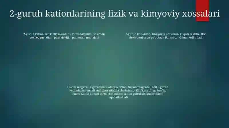 2-Guruh Kationlarining Umumiy Tavsifi Va Guruh Reagentining Ta'Siri 3