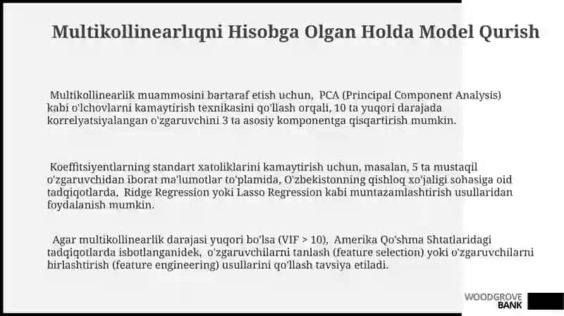 Multikollinearlıqni Hisobga Olgan Holda Model Qurish 3