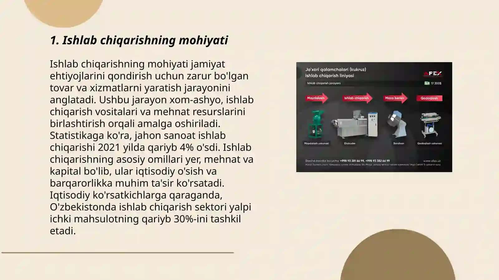 Ishlab chiqarish jarayonlari va uning natijalari 3