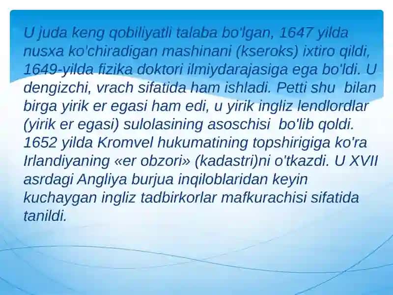 V.Petti - Angliya klassik iqtisodiy maktabining asoschisi 3