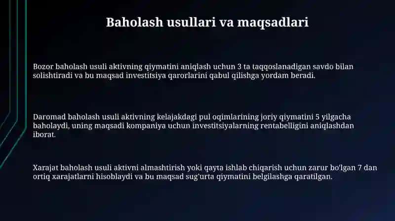 Baholash va kalkulatsiya 3