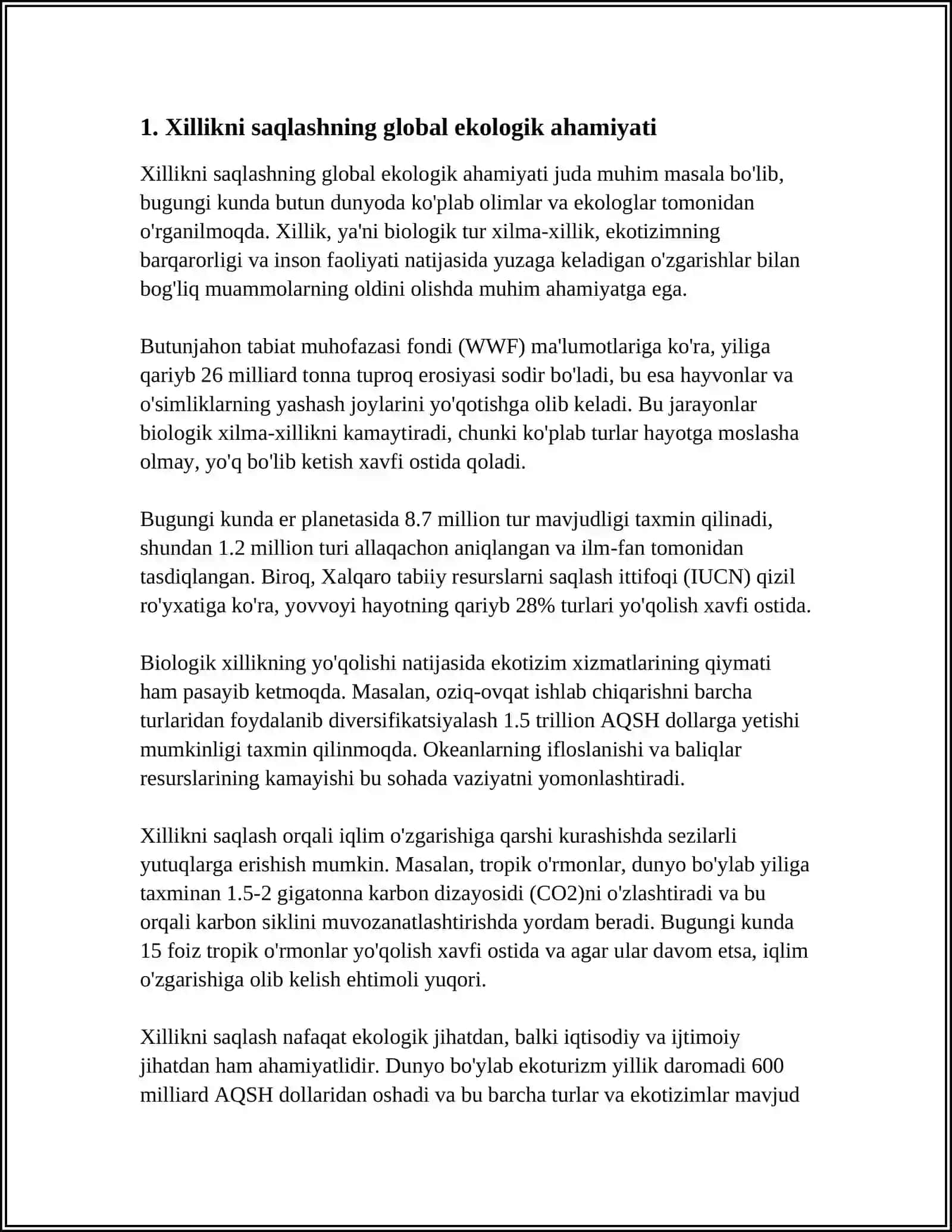 BIOXILMA-XILLIKNI SAQLASH VA BARQAROR RIVOJLANISH 3