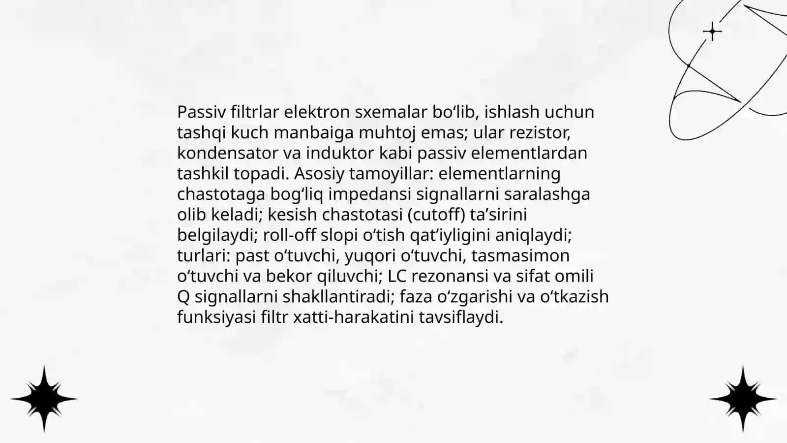 Elektron filtrlar. Passiv filtrlar 3