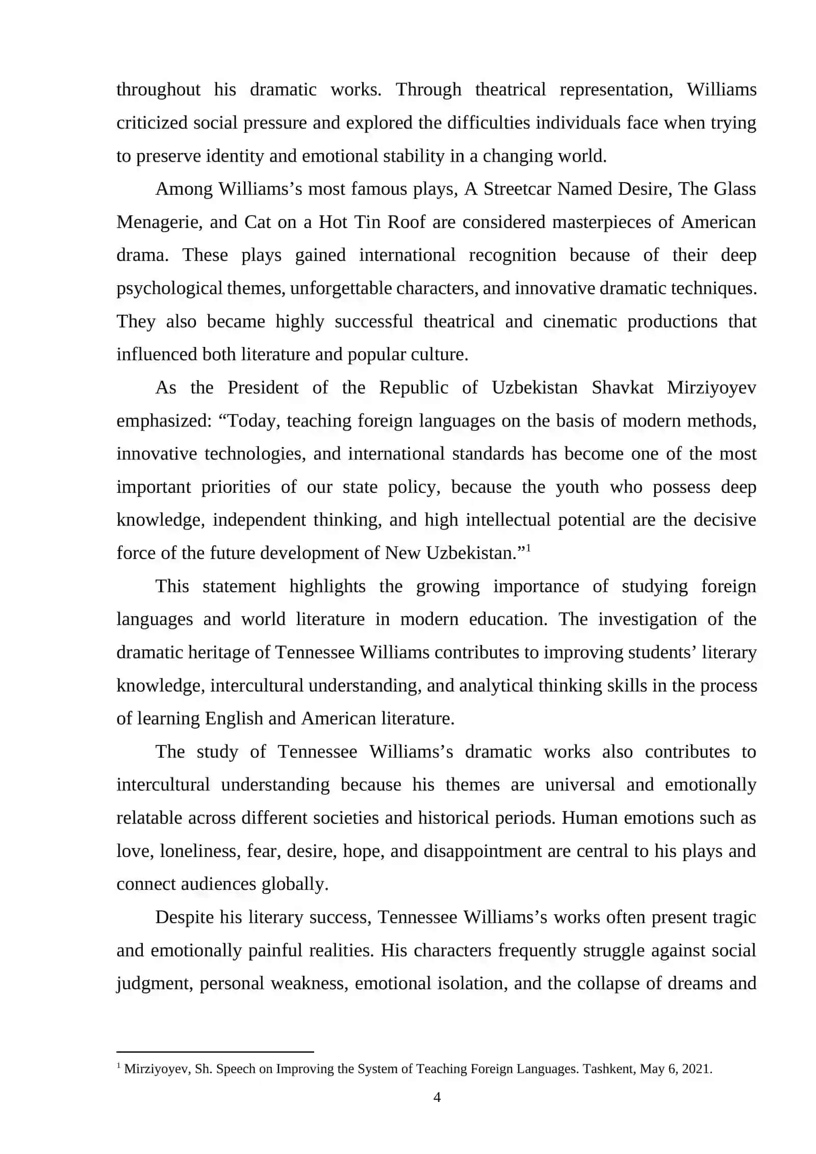 TENNESSEE WILLIAMS'S ROLE IN AMERICAN DRAMA 3
