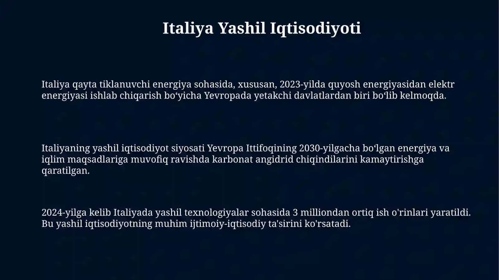 Italiya yashil iqtisodiyoti 3