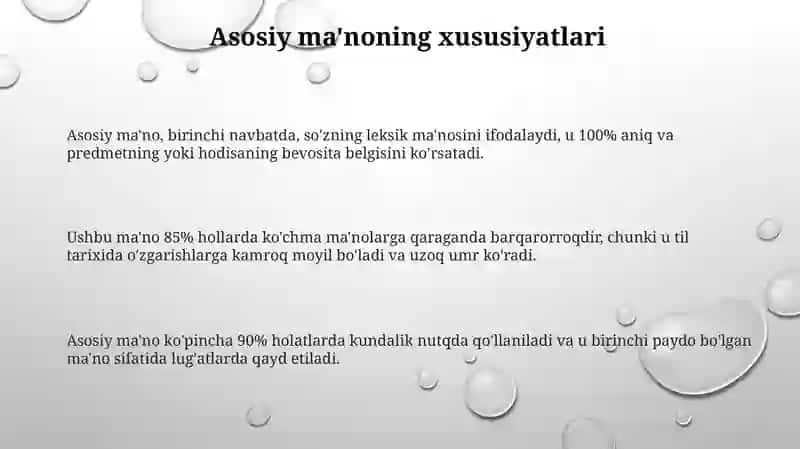 Leksiya ma'no va hosila ma'no, ularning farqlanishi 3