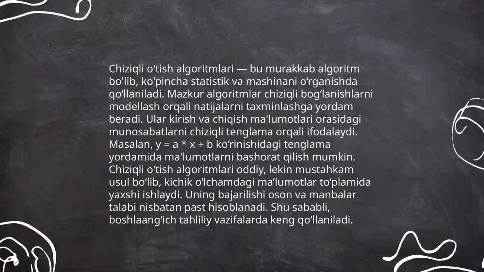 Chiziqli o'tish algoritmlari 3