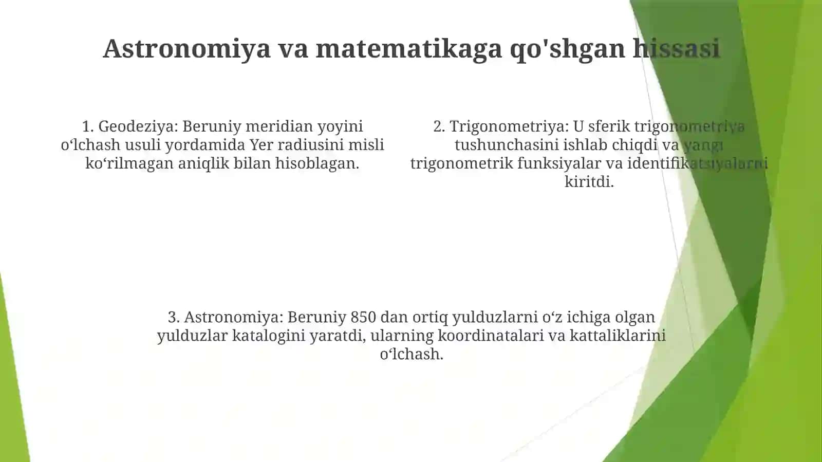 Abu Rayhon Beruniyning Jahon Ilm-FanigaQoʻShganHissasi 3