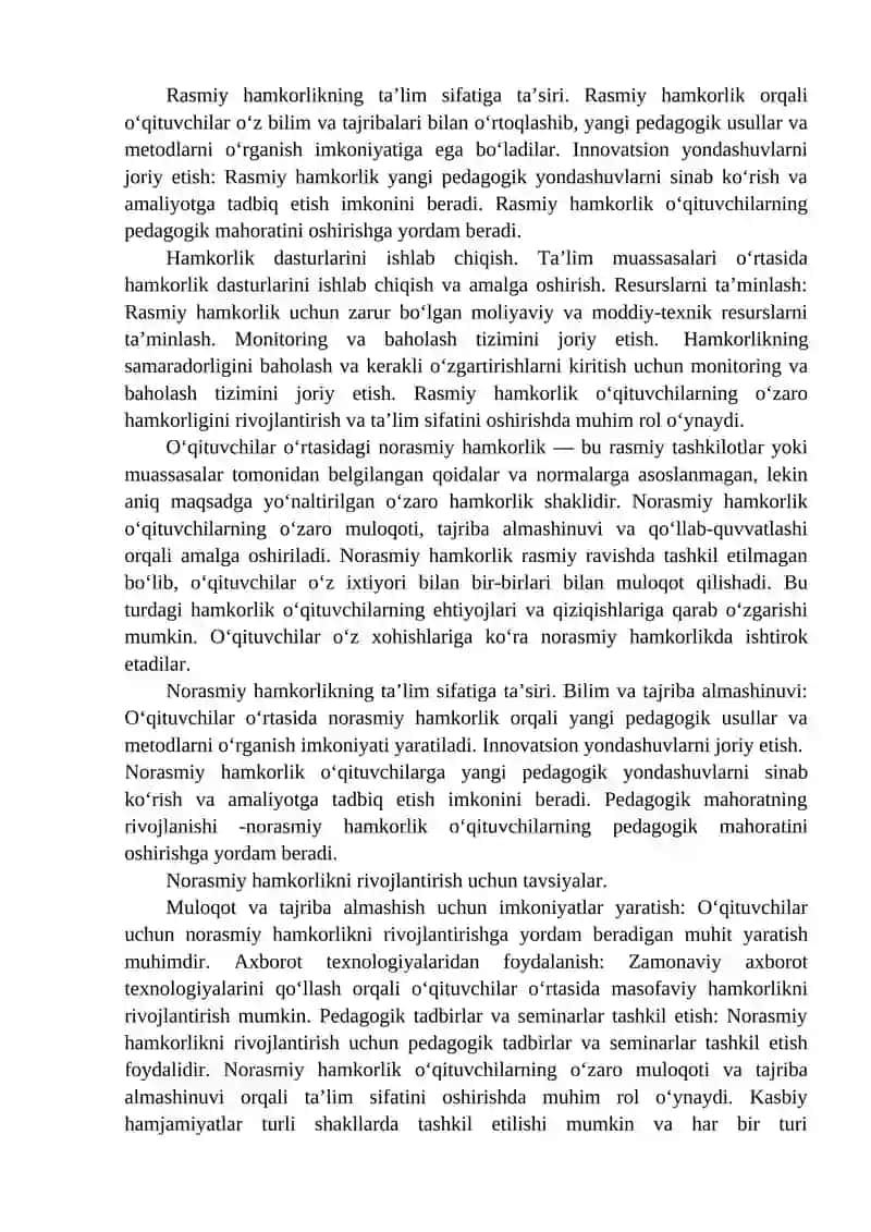 O‘qituvchilarning o‘zaro hamkorligi va kasbiy hamjamiyatlar 3