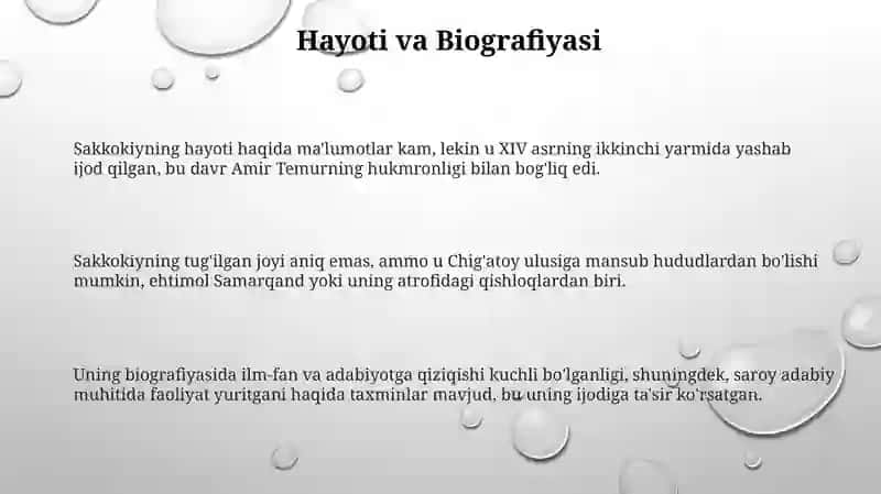 Sakkokiy hayoti va ijodiy faoliyati 3