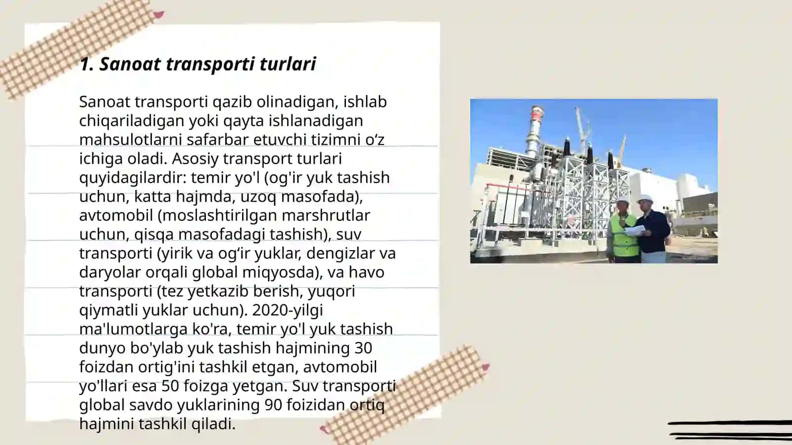 Sanoat transporti tasnifi va rivojlantirish muammolari 3