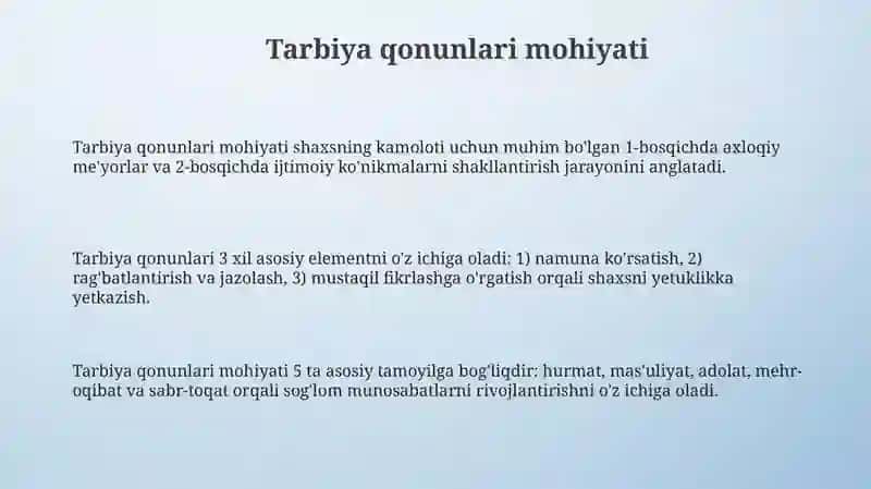 Tarbiya qonuniyatlari 3