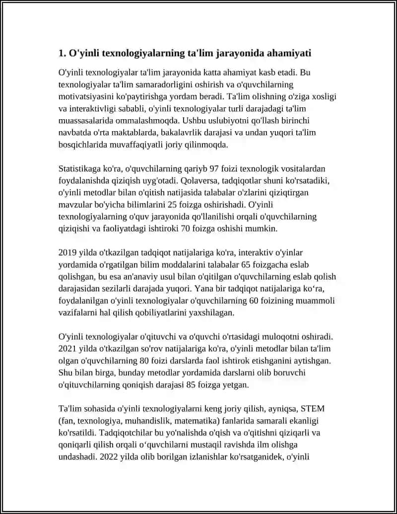 TA'LIM JARAYONIDA O'YINLI TEXNOLOGIYALARDAN FOYDALANISH 3