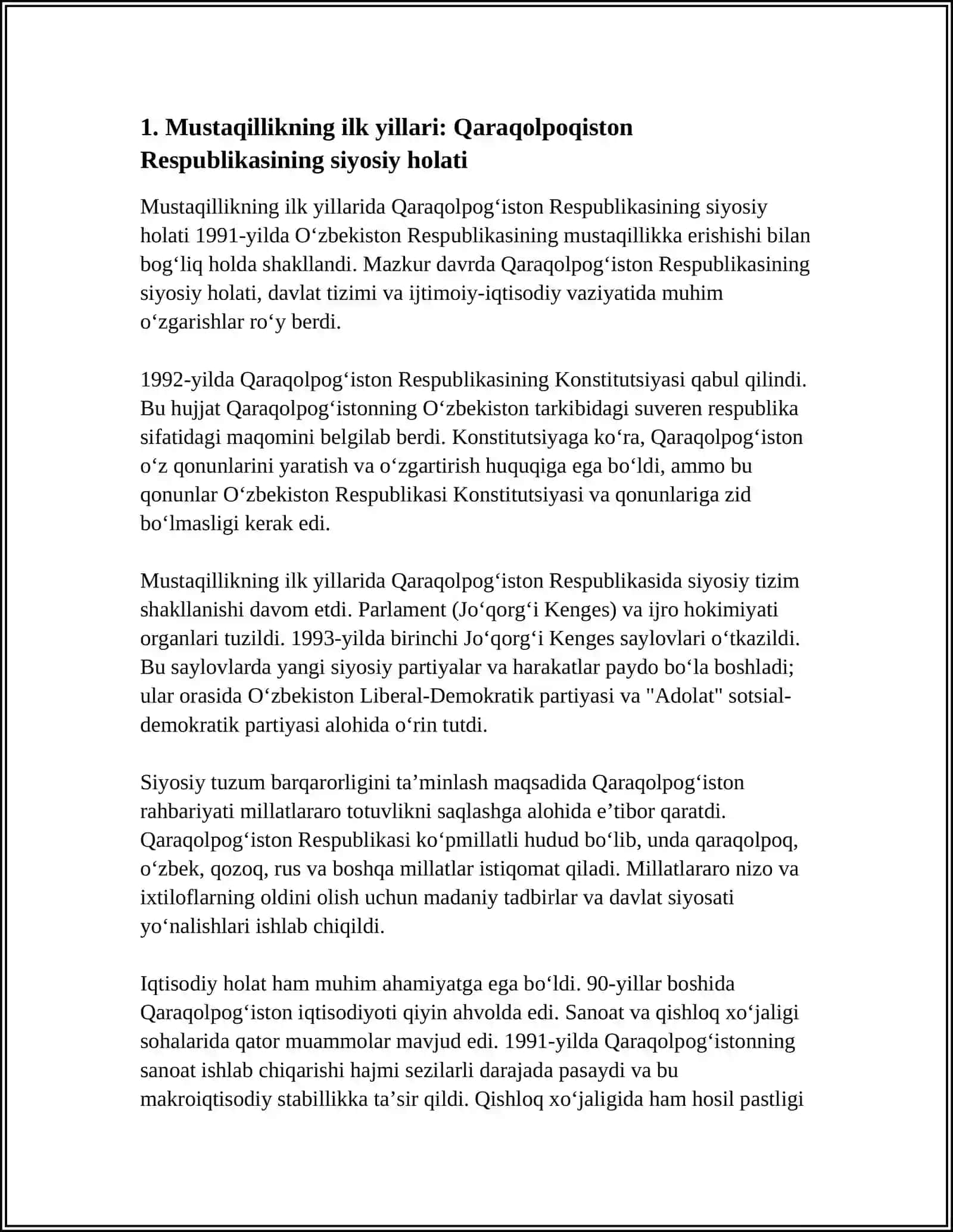 MUSTAQILLIK YILLARIDA QARAQOLPOQISTON RESPUBLIKASI 3