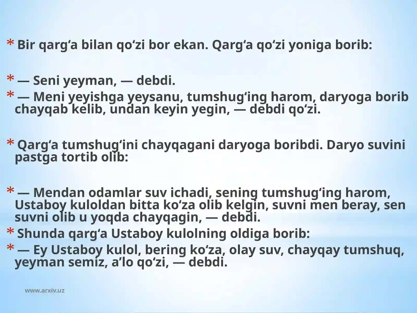 Qarg‘abilanqo‘ziertagibolalaruchun 3