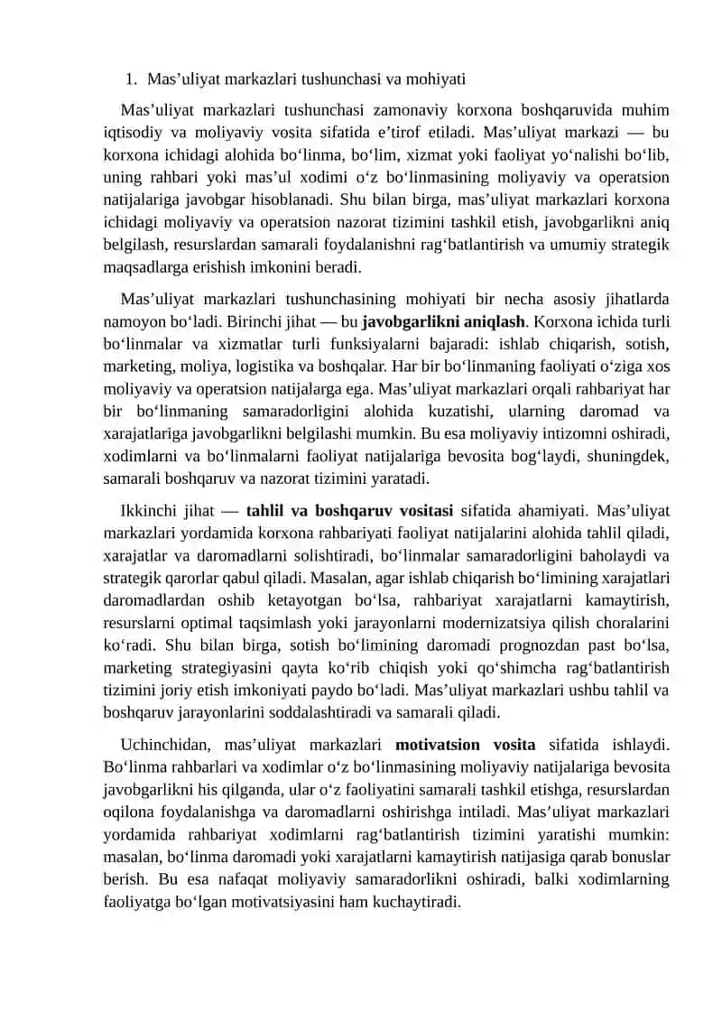 Mas’uliyat markazlari tushunchasi 3