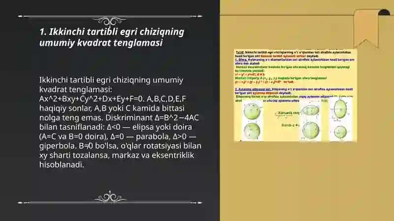 Ikkinchi tartibli egri chiziqning 3
