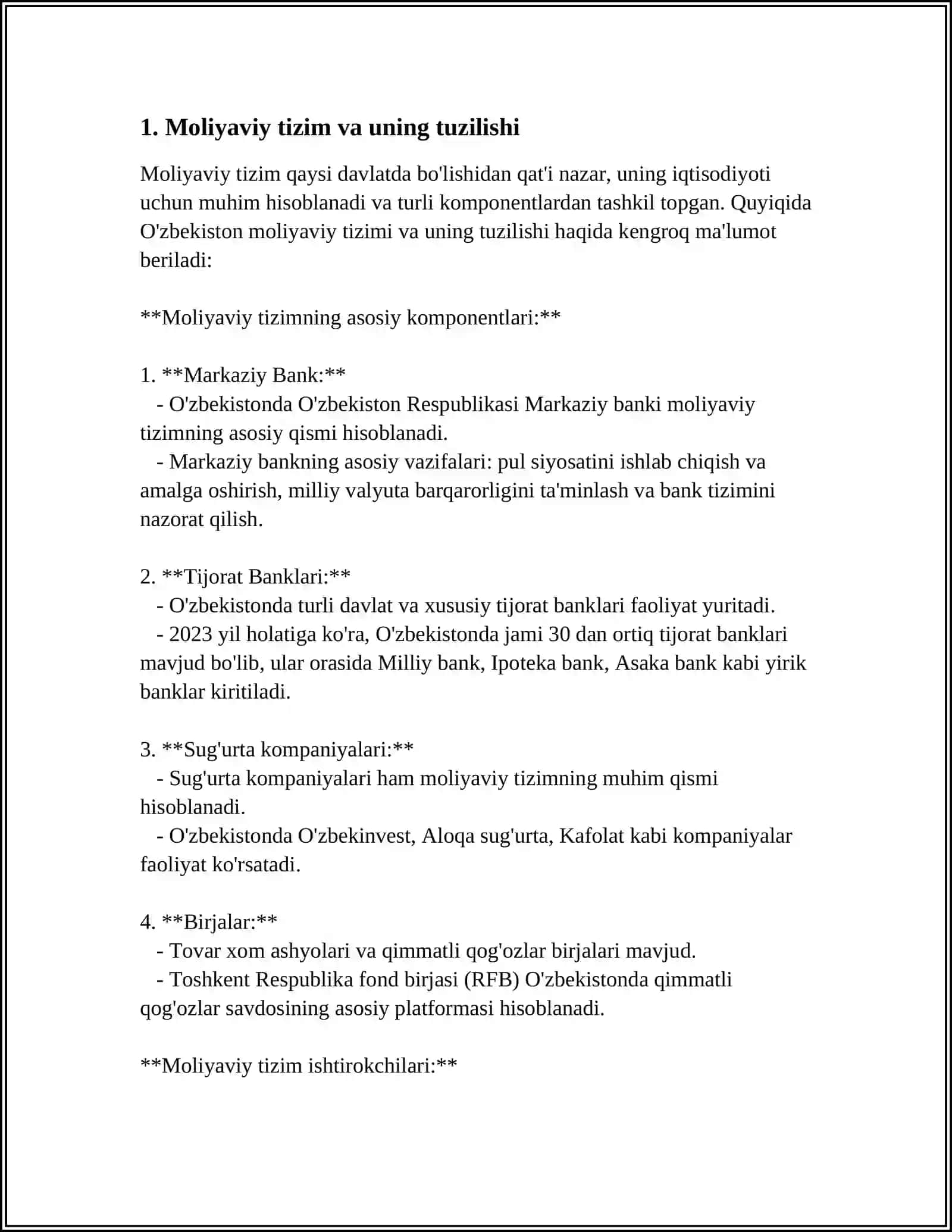 Moliyaviy Tizim va Moliyaviy Oqimlar 3