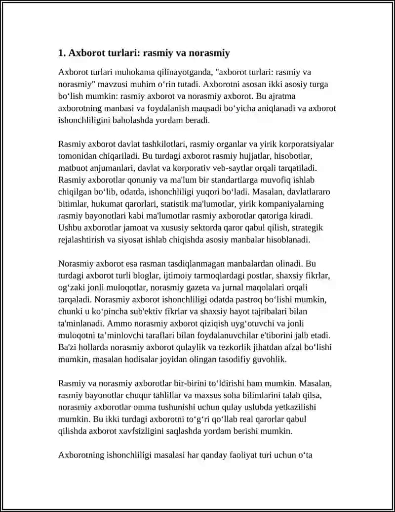 AXBOROT TURLARI VA ISHONCHLILIGI 3