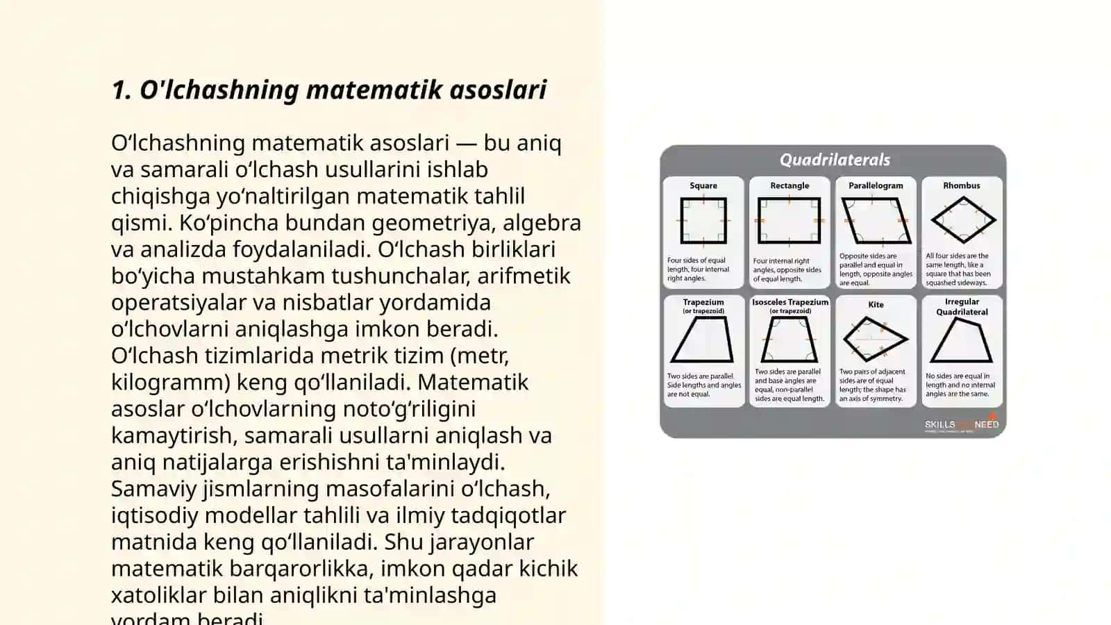 O‘lchashning matematik asoslari 3