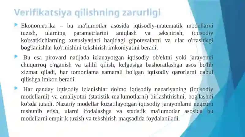 Ekonometrik modellarni baholash 3