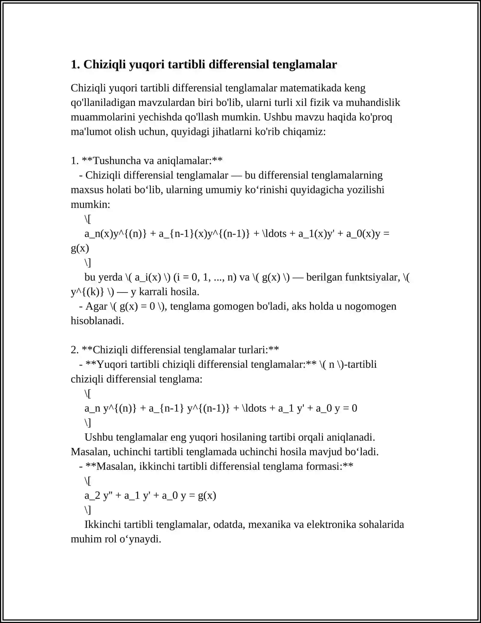 YUQORI TARTIBLI DIFFRENSIAL TENGLAMALAR 3