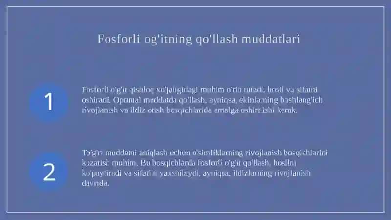 Fosforli og'it qo'llash muddatlari 3