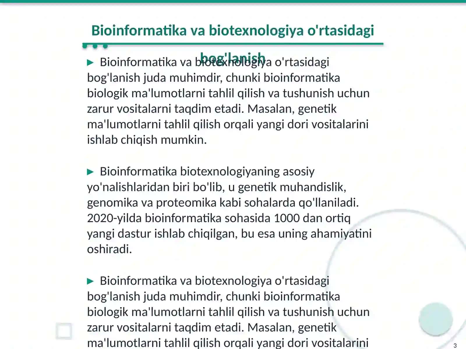 Bioinformatika va Biotexnologiya 3