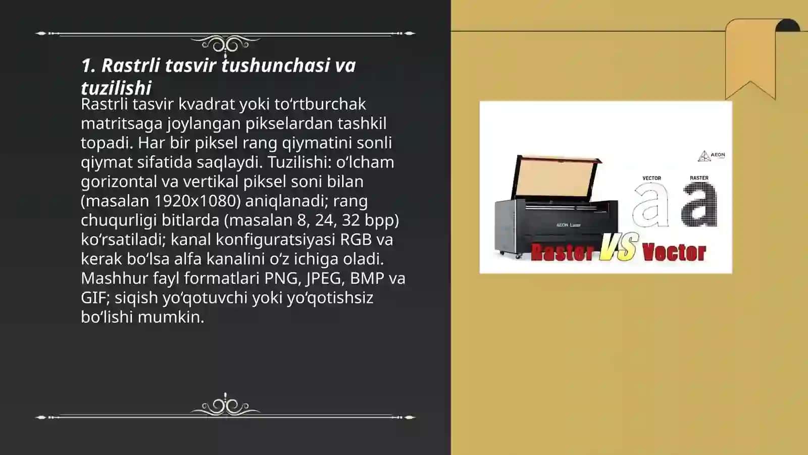 Rastrli tasvirlar va ularning asosiy xarakteristikalari 3