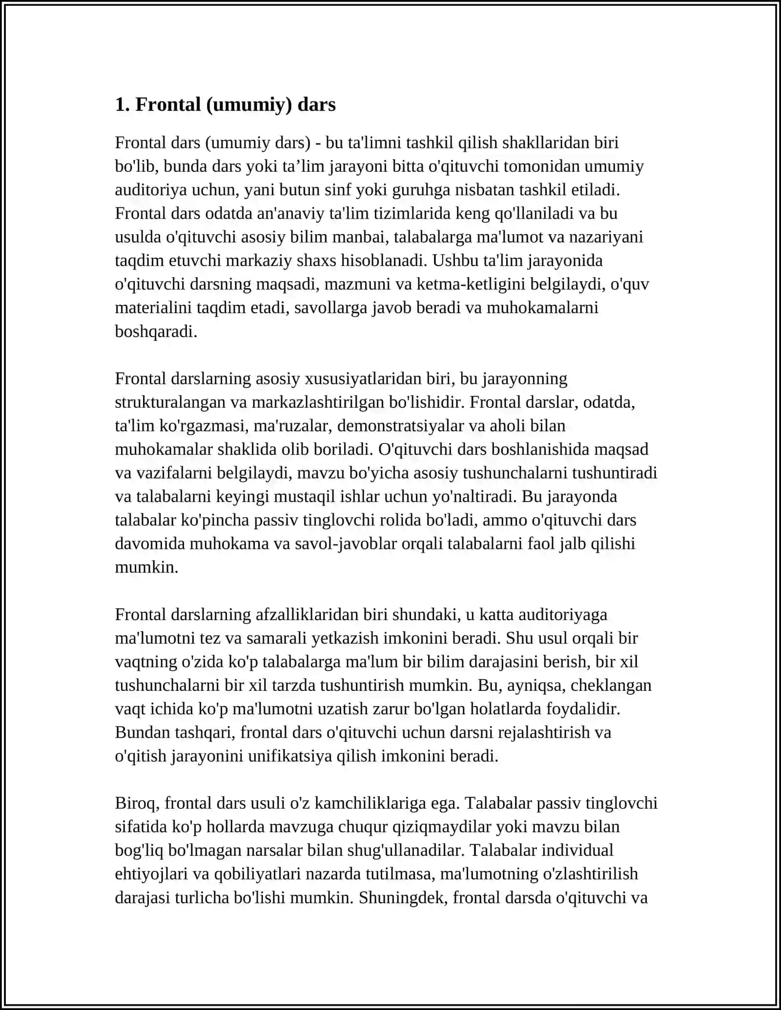 Frontal (umumiy) dars 3