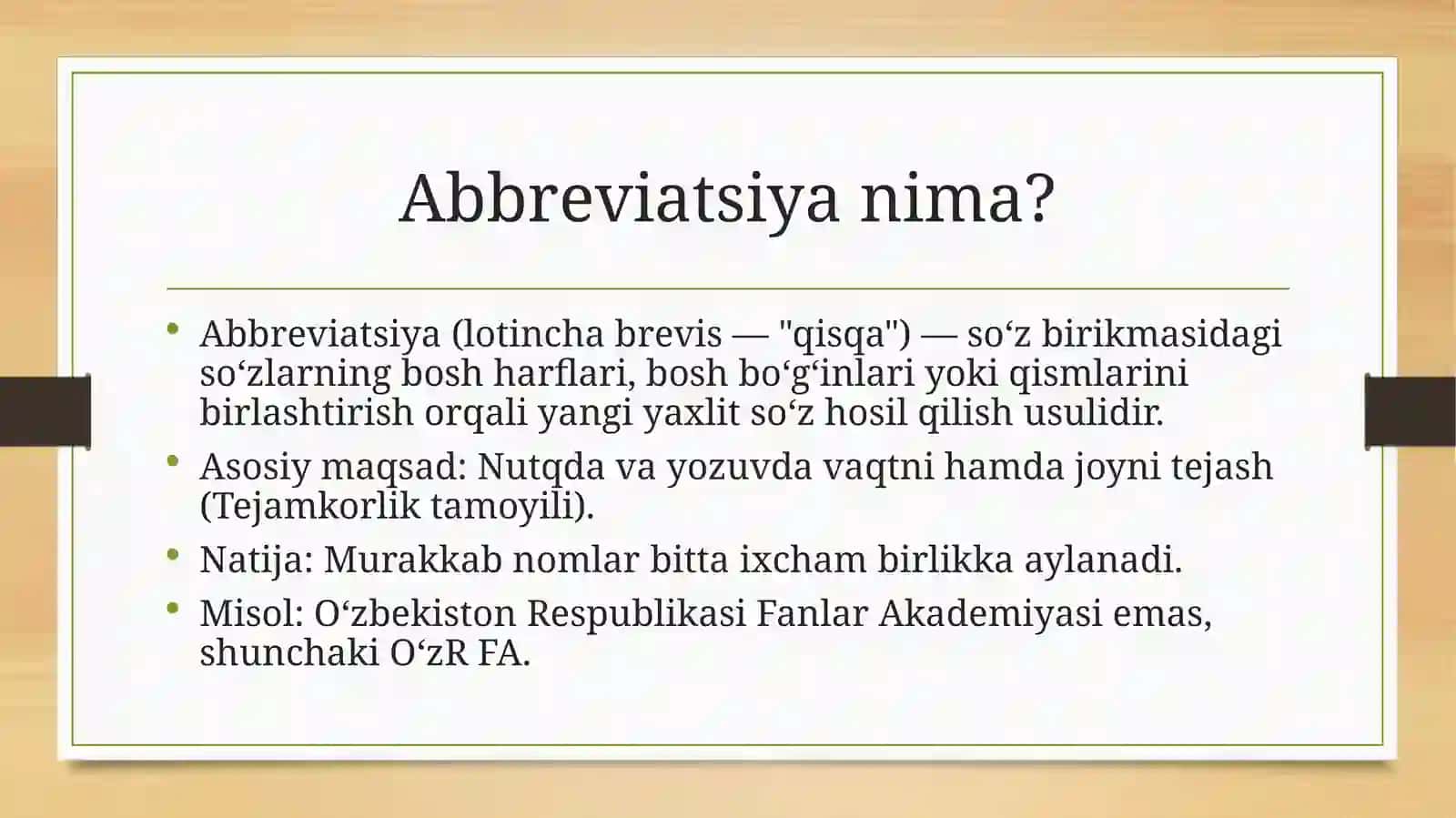 Abbreviatsiya usuli bilan so‘z yasalishi 3