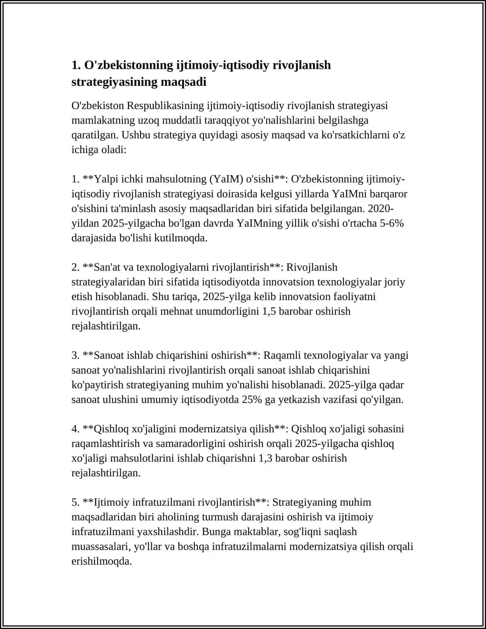 O'zbekistonning Ijtimoiy-Iqtisodiy Rivojlanish Strategiyasi 3