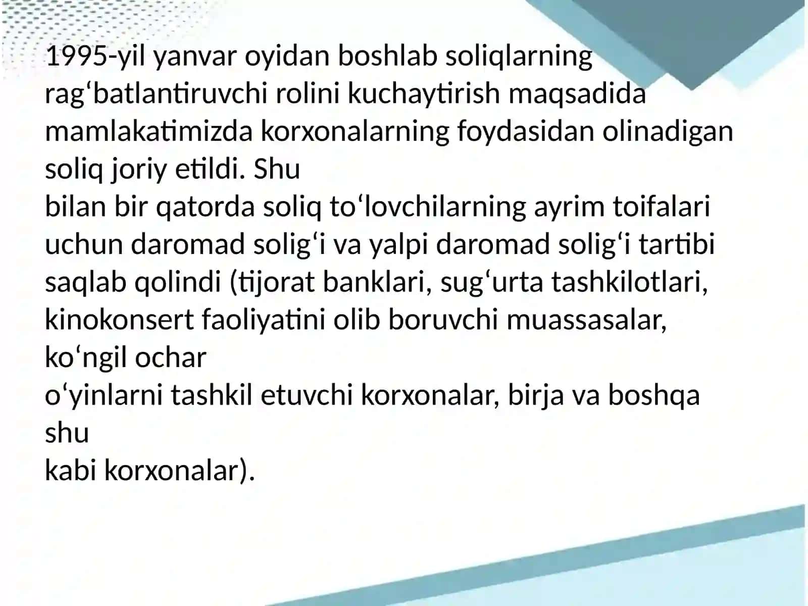 Yuridik shaxslardan olinadigan foyda solig'i 3