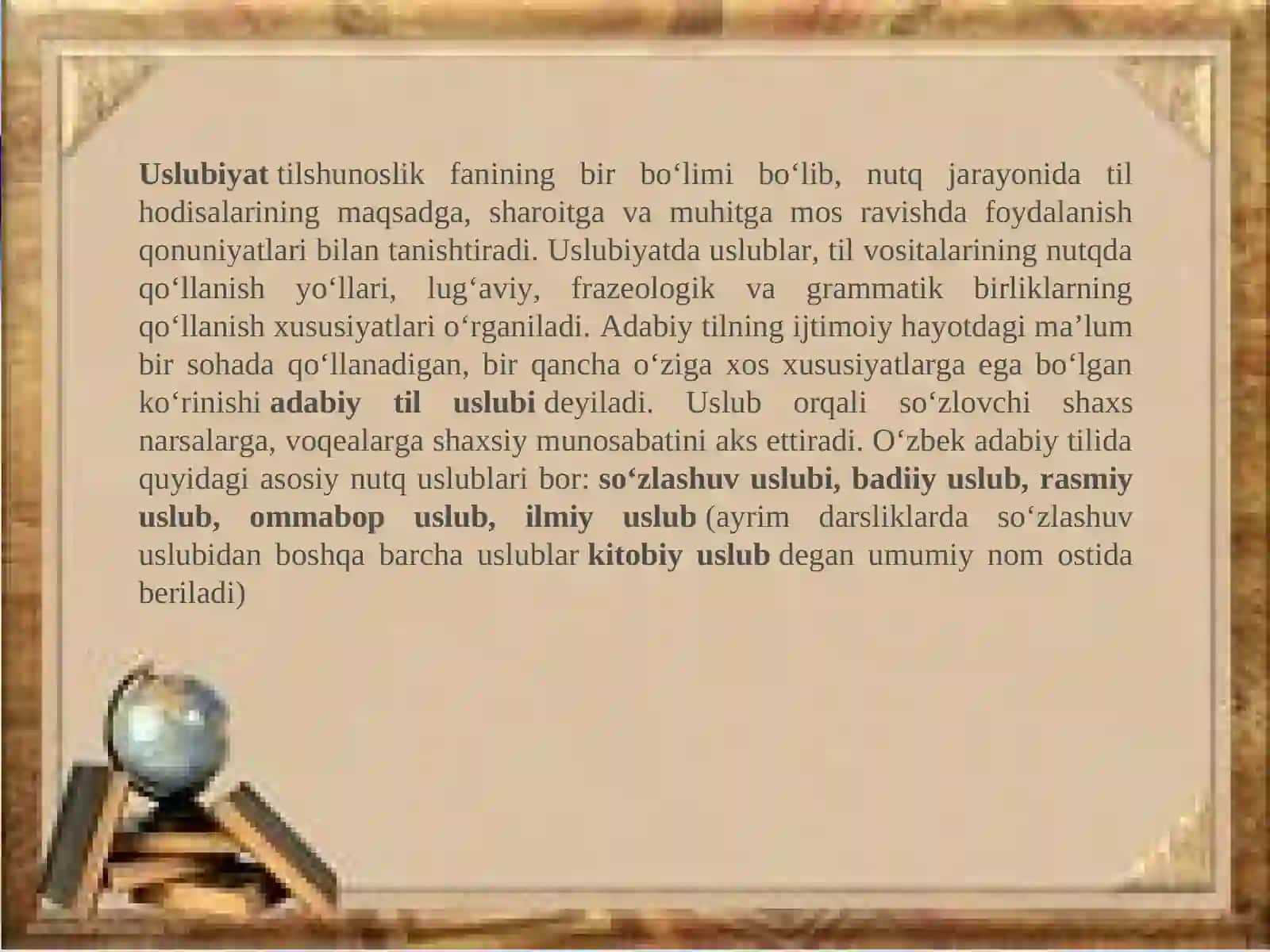 Leksik vositalarni nutqiy uslublarda qo’llash, ma’nodosh va shakildosh so’zlar uslubiyati. 3