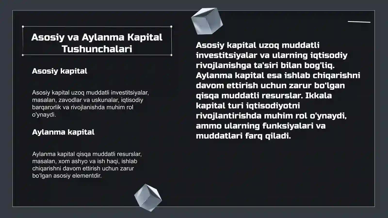 Asosiy va Aylanma Kapital Tushunchalari 3
