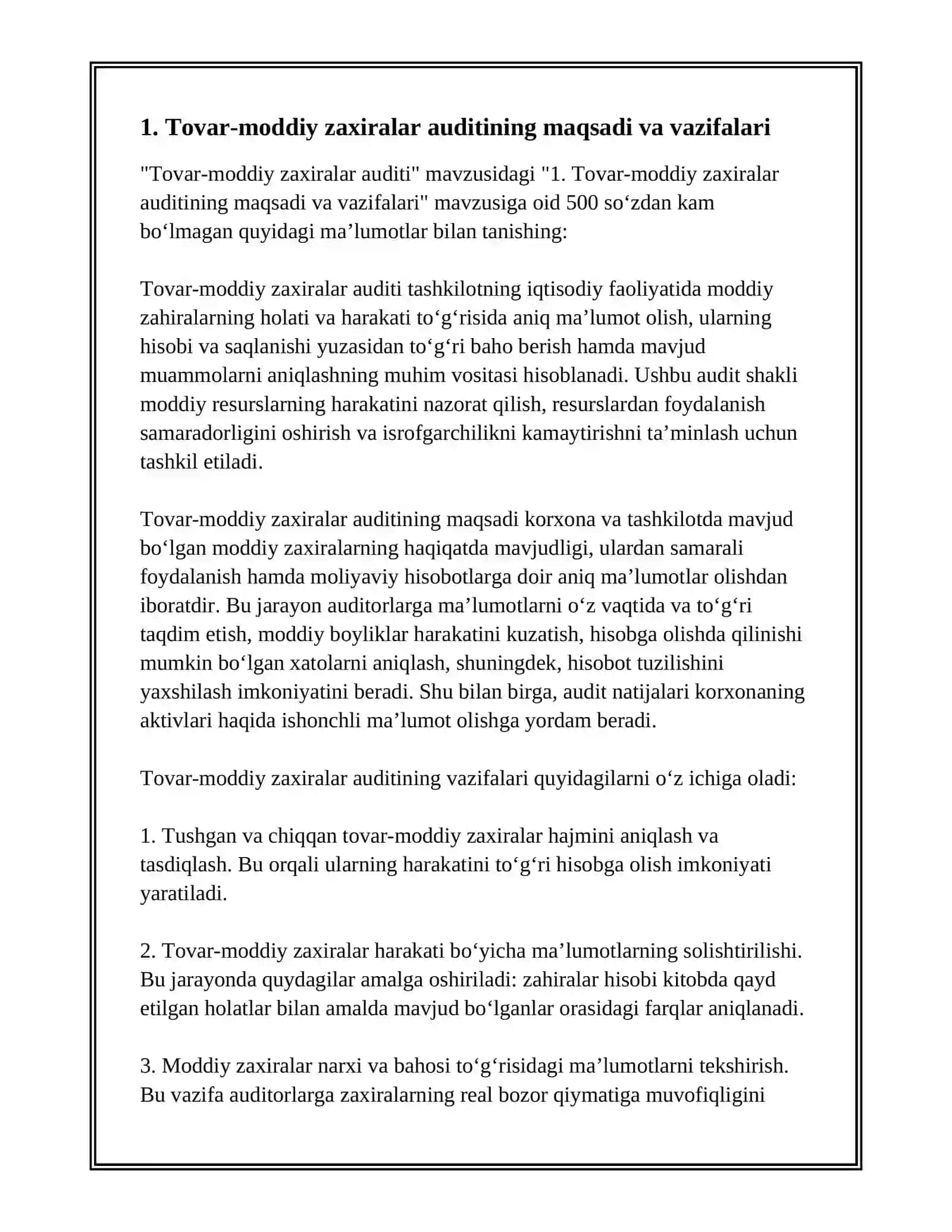 TOVAR-MODDIY ZAXIRALAR AUDITI 3