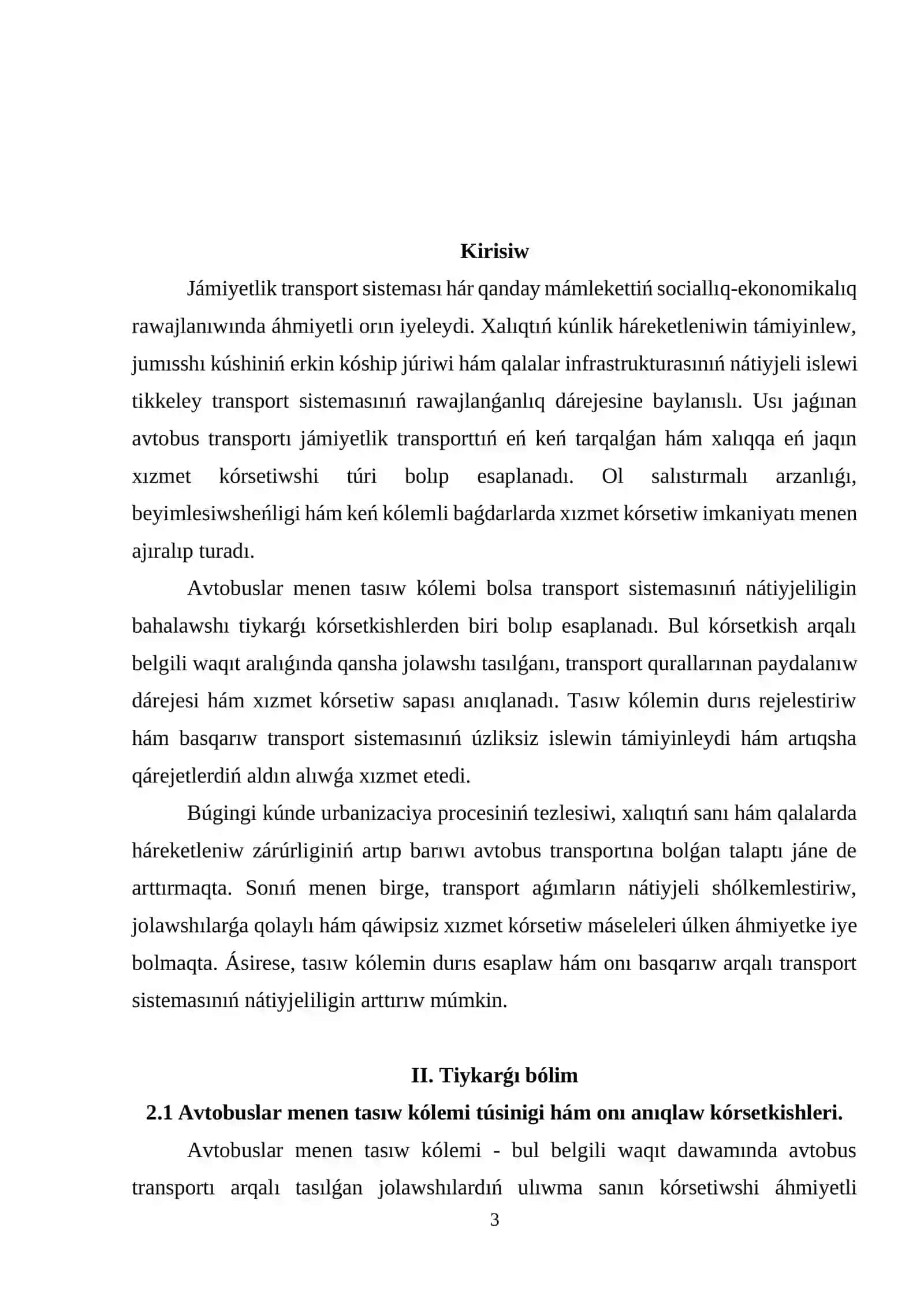 Avtobuslar menen tasıw kolemi 3