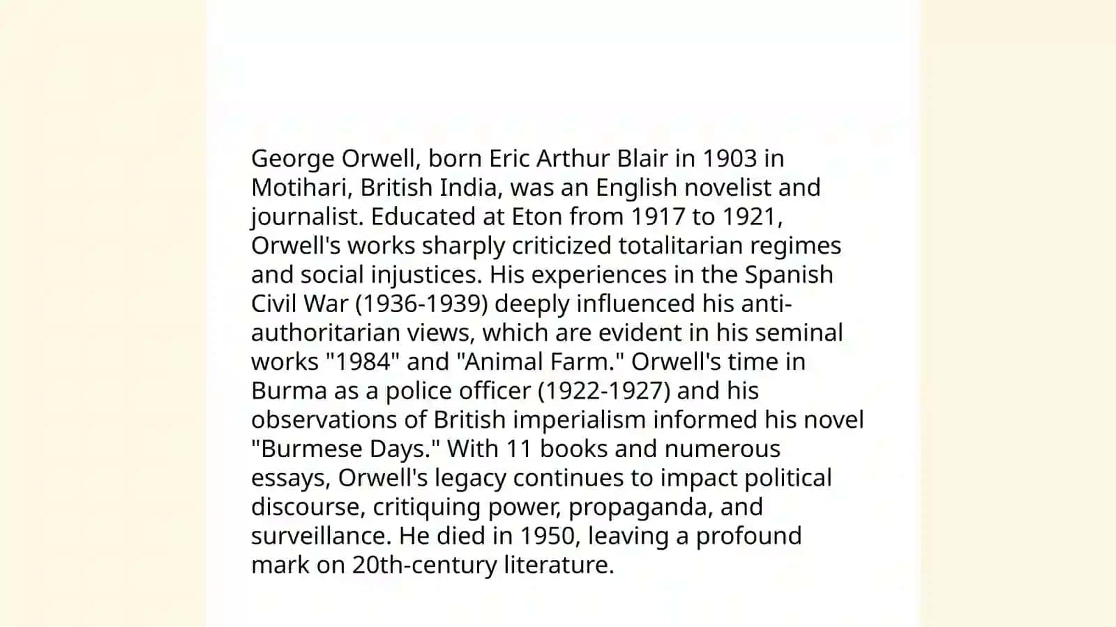 Mavzu: George Orwell hayoti va yaratilishi 3