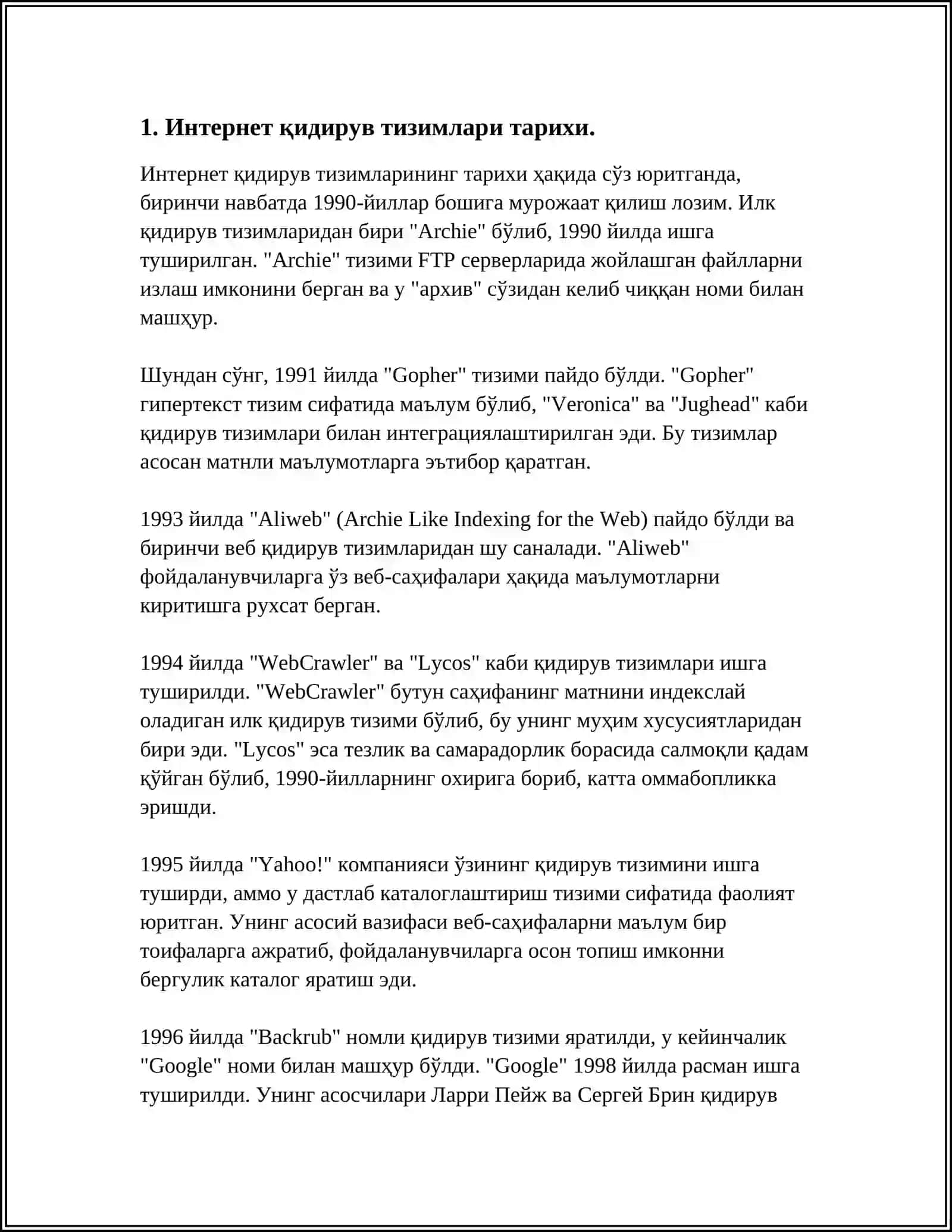 INTERNET QIDIRUV TIZIMIDA AXBOROTLAR QIDIRISH VA TANLANGAN AXBOROTLARNI OLISH 3