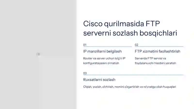 Cisco-da FTP Server va Mijoz bilan Ishlash: Fayl Almashish Amaliyoti 3
