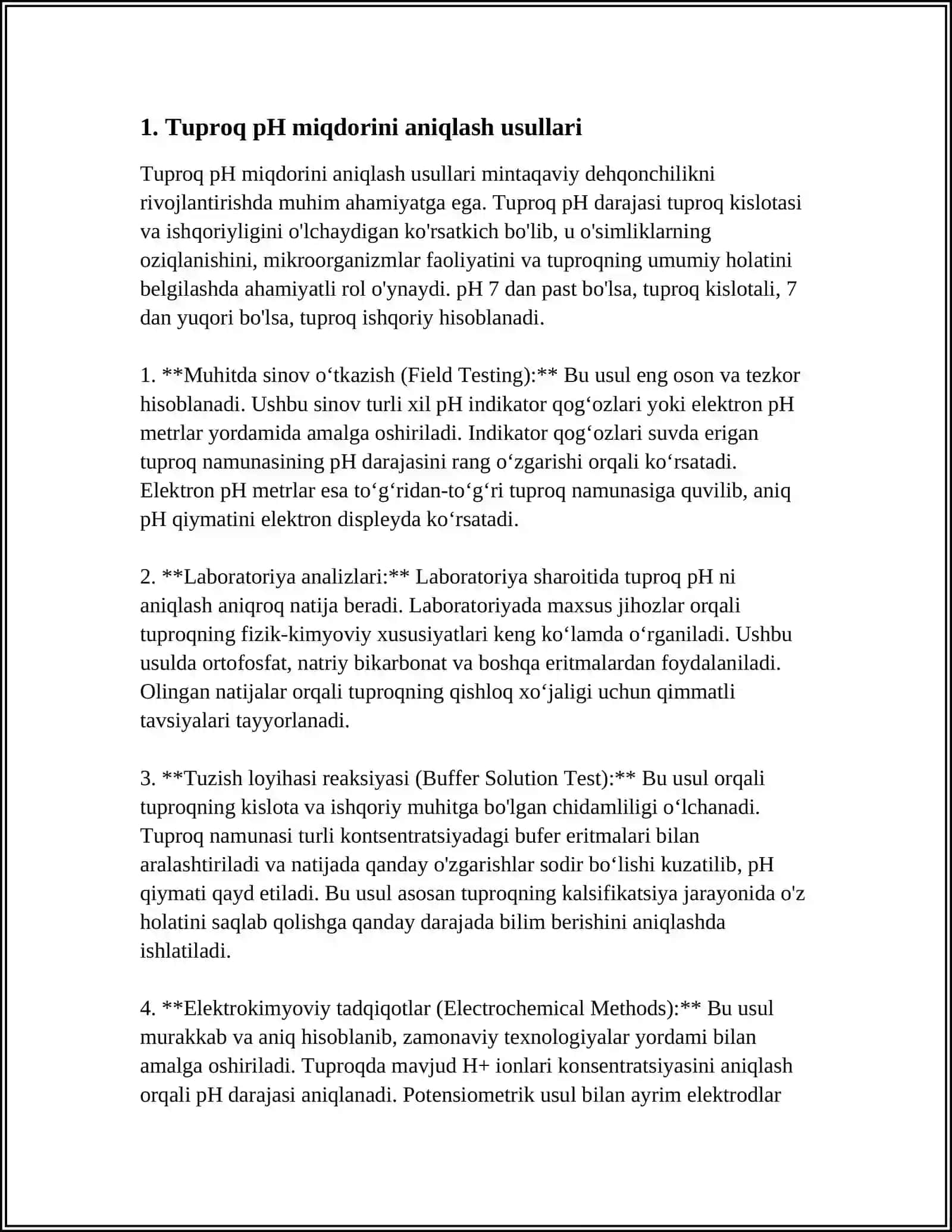 Tuproq pH tahlil usullari 3