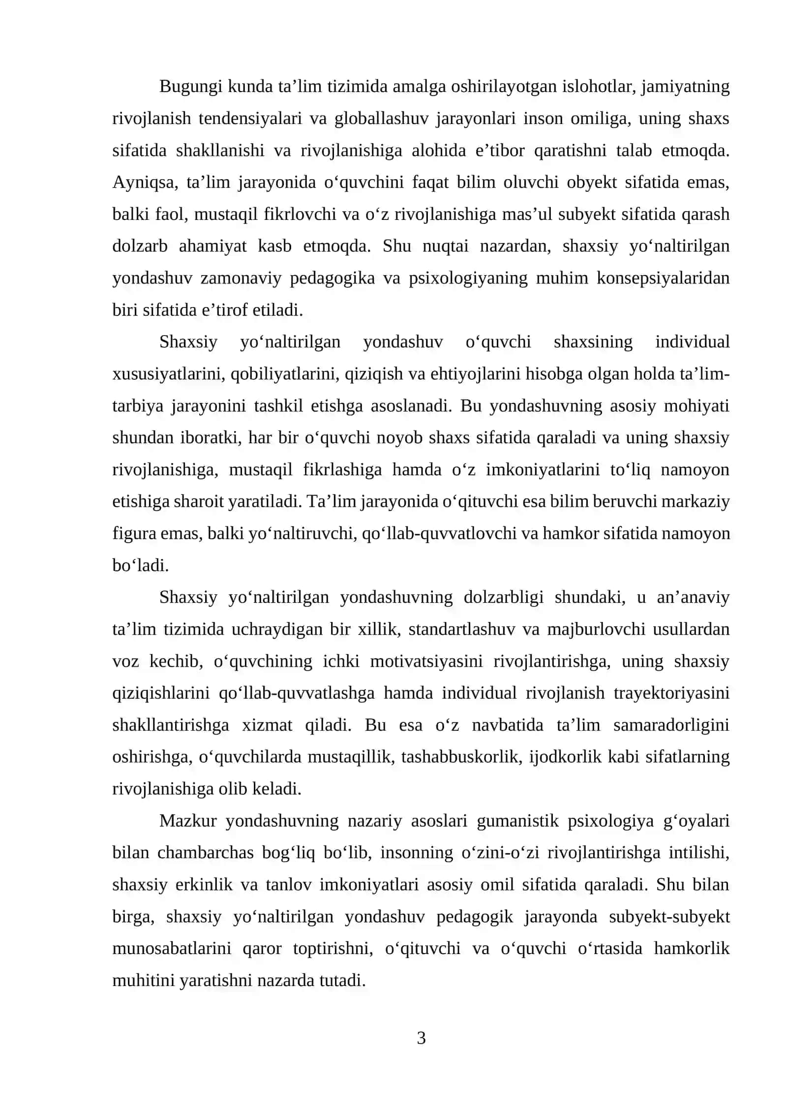 SHAXSIY YO’NALTIRILGAN YONDASHUV 3