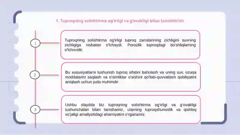 Tuproq solishtirma og'irligi va g'ovakligi 3