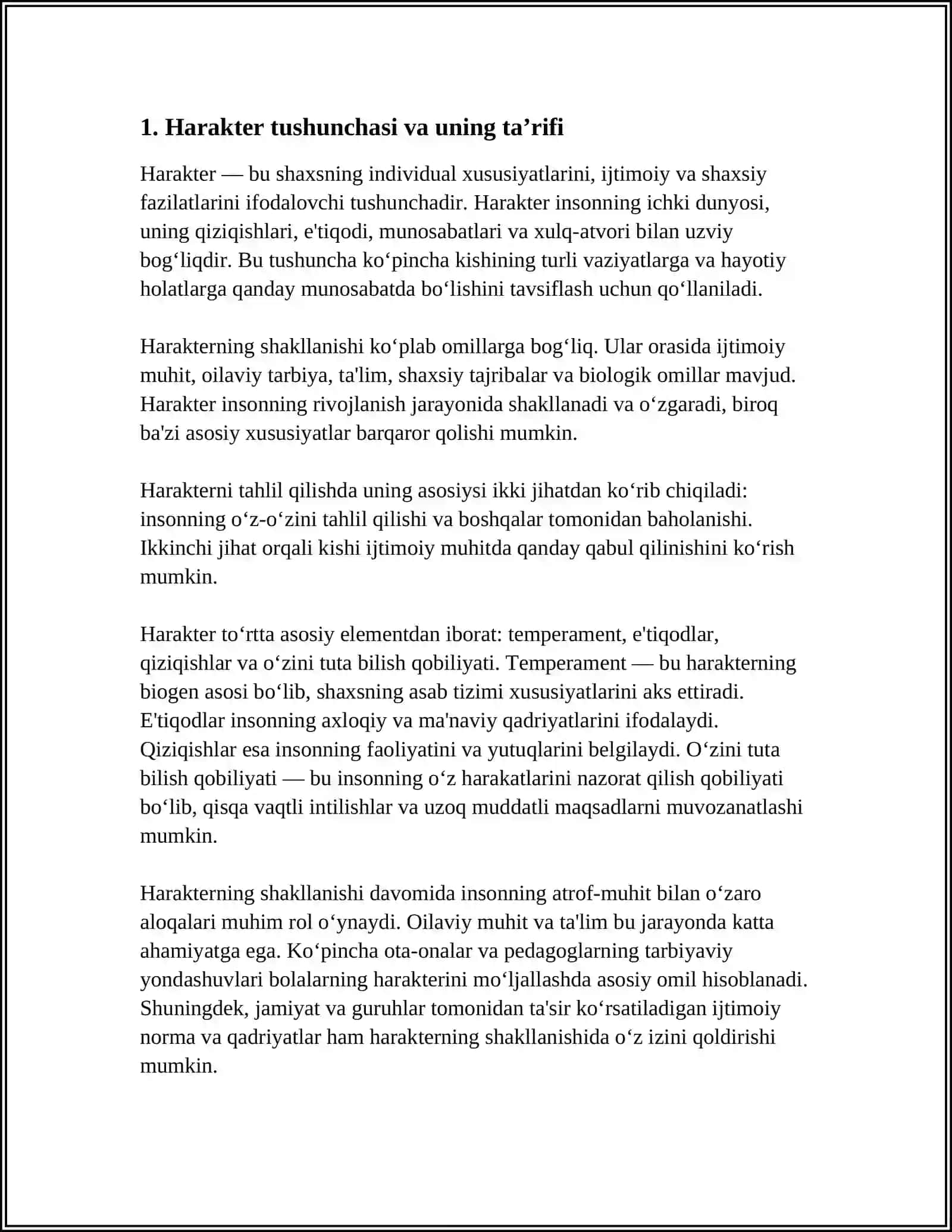 HARAKTER HAQIDA TUSHUNCHA 3