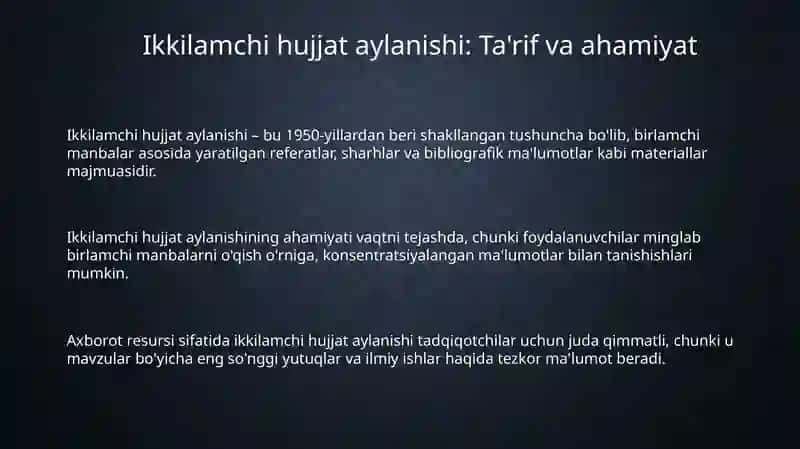 Ikkilamchi hujjat aylanishi 3